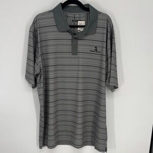 Pebble Beach Performance Short Sleeve Gray Striped Golf Polo Shirt Mens size XL